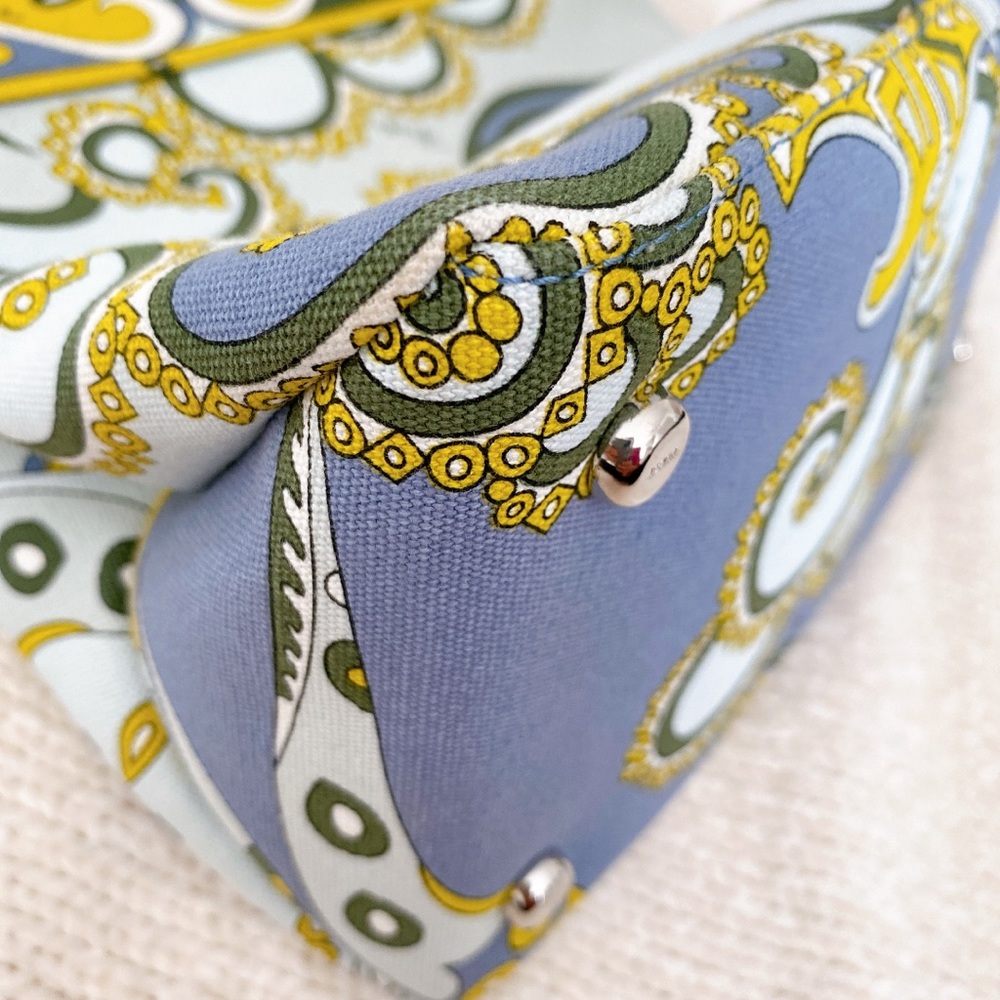 Emilio Pucci Vintage Grey Canvas Printed Top Handle Canvas bag - Picture 9 of 15